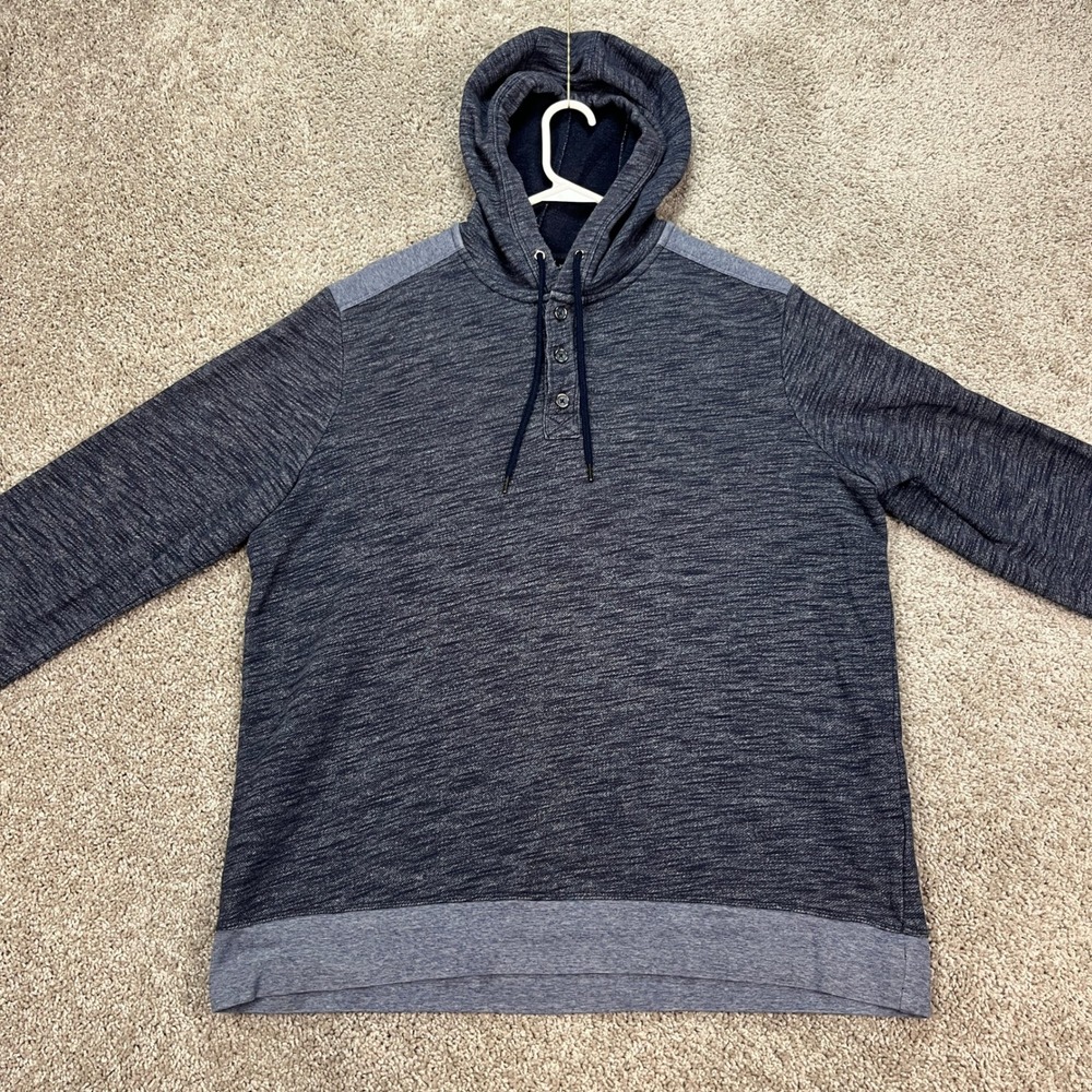 Marc Anthony Mens XL Heathered Gray‎ Long Sleeve Button Up Hoodie Pullover